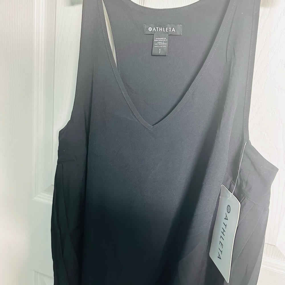 Athleta V-Neck Black Tank Top size S